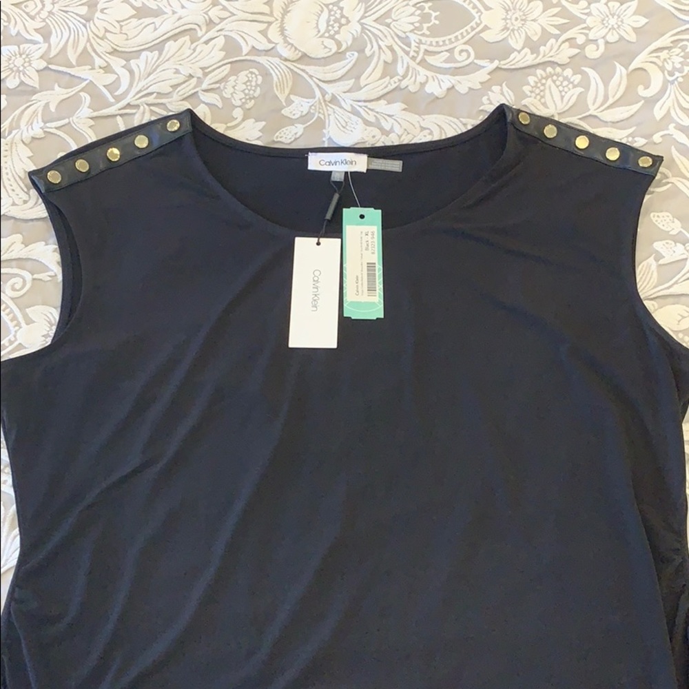 NEW Calvin Klein Black Sleeveless Top Embellished